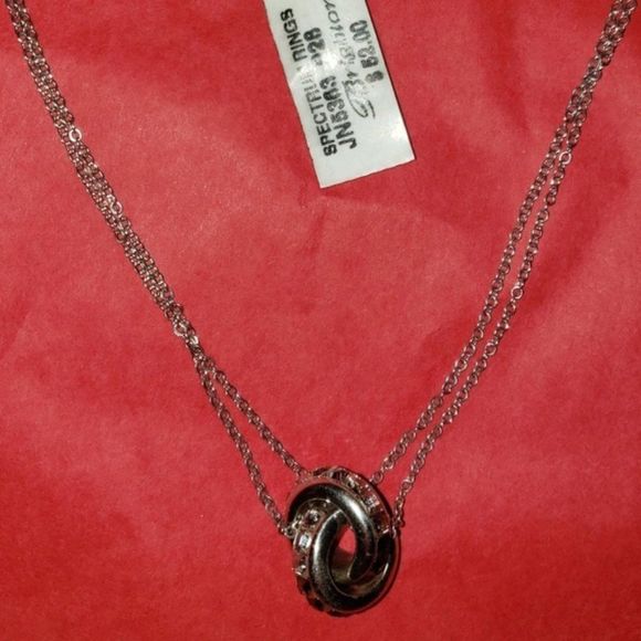 Brighton Jewelry - Brighton SPECTRUM RINGS Double Silver Swarovski Crystals Necklace NWT